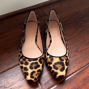 JCREW calf hair leopard flats. Size 9.
